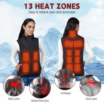 D1D9 Heated Vest for Women Men 13 Heat Zones Electric Warming Waistcoat Lightweight Unisex Heating Clothing (US, Alpha, Small, Regular, Regular, Black)