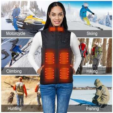 D1D9 Heated Vest for Women Men 13 Heat Zones Electric Warming Waistcoat Lightweight Unisex Heating Clothing (US, Alpha, Small, Regular, Regular, Black)