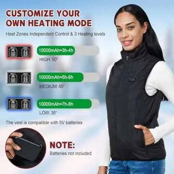 D1D9 Heated Vest for Women Men 13 Heat Zones Electric Warming Waistcoat Lightweight Unisex Heating Clothing (US, Alpha, Small, Regular, Regular, Black)