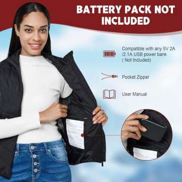 D1D9 Heated Vest for Women Men 13 Heat Zones Electric Warming Waistcoat Lightweight Unisex Heating Clothing (US, Alpha, Small, Regular, Regular, Black)