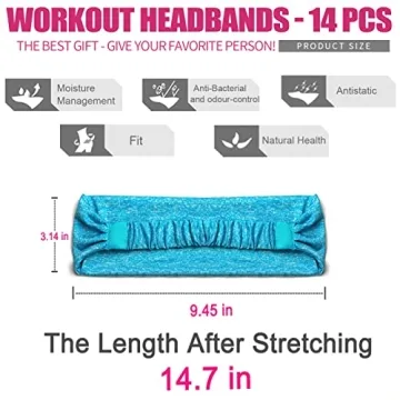 DASUTA 14 Pcs Moisture-Wicking Workout Headbands