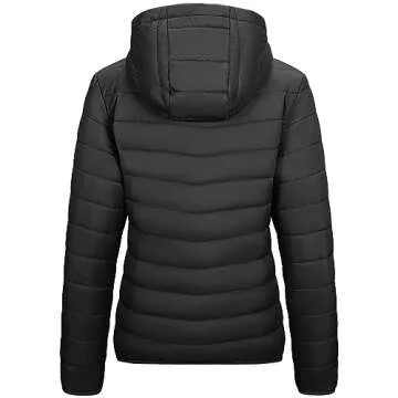 Outdoor Ventures Women's Packable Lightweight Full-Zip Puffer Jacket with Hood Quilted Winter Coat