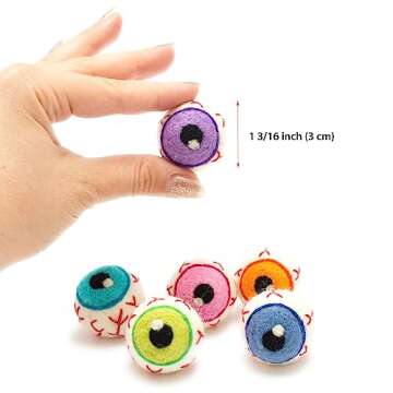 GLACIART ONE Wool Felt Eyeballs Halloween Decorations - 6 Pack|Party Craft Decoration, Horror Prop Decor for Halloween Party|Felt Halloween Decorations Indoor or Outdoor|Passive Aromatherapy Diffuser