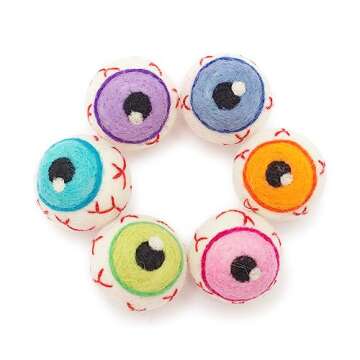 GLACIART ONE Wool Felt Eyeballs Halloween Decorations - 6 Pack|Party Craft Decoration, Horror Prop Decor for Halloween Party|Felt Halloween Decorations Indoor or Outdoor|Passive Aromatherapy Diffuser