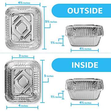 MontoPack Disposable Takeout Pans with Clear Lids | 1lb Capacity Aluminum Foil Food Containers with ...