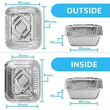 MontoPack Disposable Takeout Pans with Clear Lids | 1lb Capacity Aluminum Foil Food Containers with ...