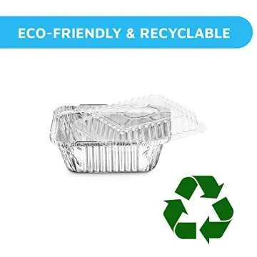 MontoPack Disposable Takeout Pans with Clear Lids | 1lb Capacity Aluminum Foil Food Containers with Strong Seal for Freshness & Spill Resistance | Eco-Friendly & Recyclable | 50-Pack of 5x4” Drip Pan