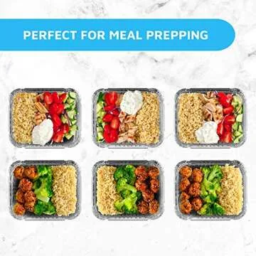 MontoPack Disposable Takeout Pans with Clear Lids | 1lb Capacity Aluminum Foil Food Containers with Strong Seal for Freshness & Spill Resistance | Eco-Friendly & Recyclable | 50-Pack of 5x4” Drip Pan