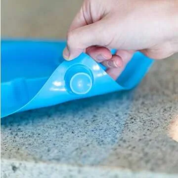 Lilly's Love Suction Plates for Babies - The Happy Good Dino Pad – Toddler Plates goes from Freezer to Microwave to Table. Silicone Placemat Fits in a Ziplock Bag. (Blue)