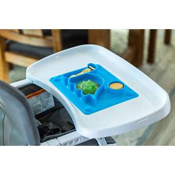 Lilly's Love Suction Plates for Babies - The Happy Good Dino Pad – Toddler Plates goes from Freezer to Microwave to Table. Silicone Placemat Fits in a Ziplock Bag. (Blue)
