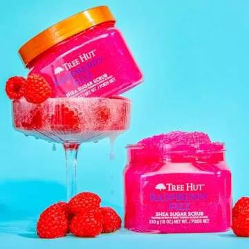 Tree Hut Raspberry Fizz Shea Sugar Scrub | Exfoliating Body Scrub Removes Dead, Dry Skin for a Soft & Hydrated Feel | Nourishing Essential Body Care | 18 fl oz.