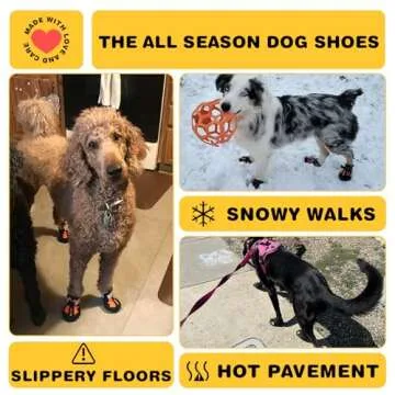 Hcpet Dog Shoes, Dog Boots for Large Dogs, Waterproof Dog Booties Paw Protector for Summer Hot Pavement, Winter Snowy Day, Outdoor Walking, Indoor Hardfloors Anti Slip Sole Black Size 6