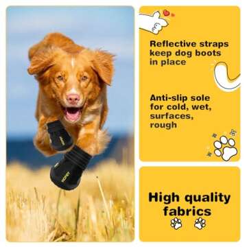 Hcpet Dog Shoes, Dog Boots for Large Dogs, Waterproof Dog Booties Paw Protector for Summer Hot Pavement, Winter Snowy Day, Outdoor Walking, Indoor Hardfloors Anti Slip Sole Black Size 6