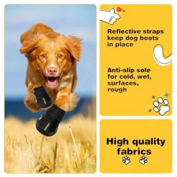 Hcpet Dog Shoes, Dog Boots for Large Dogs, Waterproof Dog Booties Paw Protector for Summer Hot Pavement, Winter Snowy Day, Outdoor Walking, Indoor Hardfloors Anti Slip Sole Black Size 6