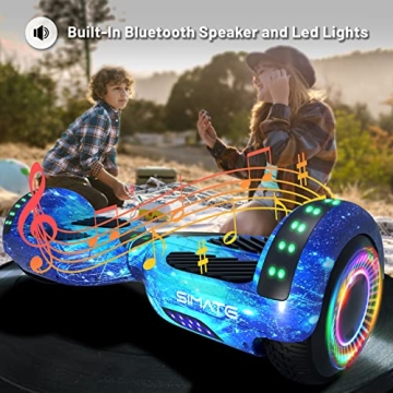 SIMATE 6.5" Hoverboard with Bluetooth & LED Lights, Self Balancing Hover Boards for Kids & Adults & Girls & Boys, for all ages