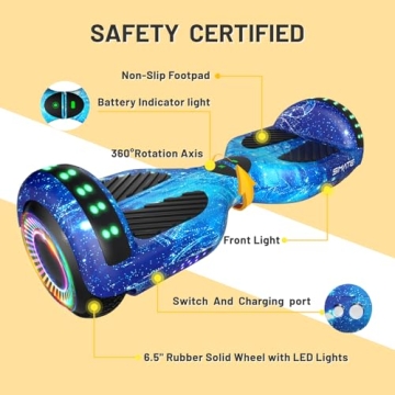 SIMATE 6.5" Hoverboard with Bluetooth & LED Lights, Self Balancing Hover Boards for Kids & Adults & Girls & Boys, for all ages