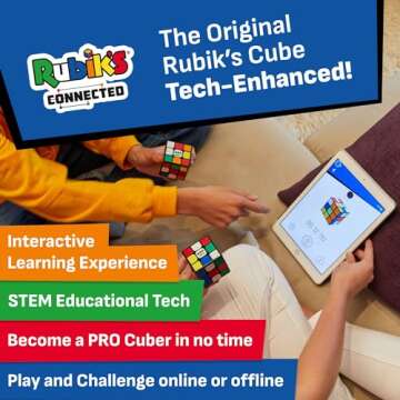 The Original Rubik’s Connected, Go from Beginner to Pro in No Time. 3x3 Smart Magnetic Intelligent Speed Cube. User Friendly App & Online Battles. Rechargeable Battery. STEM Puzzle. Fits All Ages