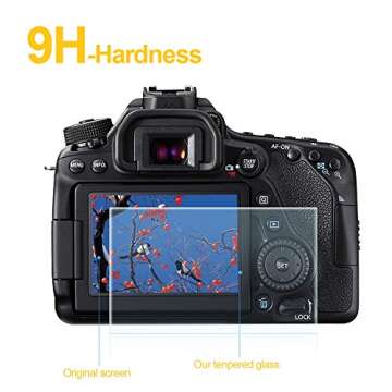 Exuun Tempered Glass Screen Protector for Canon EOS 80D/70D