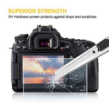 Exuun Tempered Glass Screen Protector for Canon EOS 80D/70D