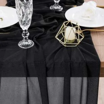 Socomi 4pcs Black Gauze Table Runner for Elegant Events