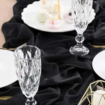 Socomi 4pcs Black Gauze Table Runner for Elegant Events