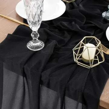 Socomi 4pcs Black Gauze Table Runner for Elegant Events