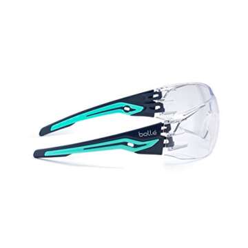 Bollé Safety SILEXPSI, Silex Safety Glasses Anti-Scratch/Anti-Fog, Black Blue Frame, Clear Lenses, ...