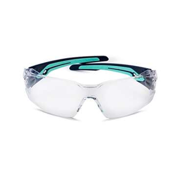 Bollé Safety SILEXPSI, Silex Safety Glasses Anti-Scratch/Anti-Fog, Black Blue Frame, Clear Lenses, Black & Blue, Universal