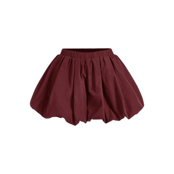 BEAUDRM Women's Elastic High Waist Shorts Summer Fashion Wide Leg Bloomers Shorts Burgundy Small