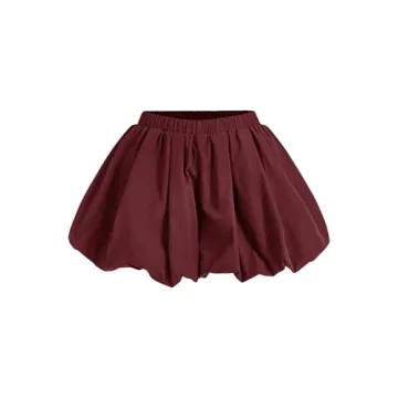 BEAUDRM Women's Elastic High Waist Shorts Summer Fashion Wide Leg Bloomers Shorts Burgundy Small