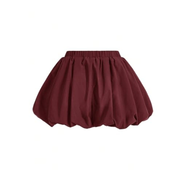 BEAUDRM Women's Elastic High Waist Shorts Summer Fashion Wide Leg Bloomers Shorts Burgundy Small