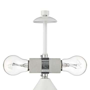 360 Lighting Felix Modern Cottage Accent Table Lamps 19" Tall Set of 2 White Tapered Geometric Metal Mushroom Dome Shade for Bedroom Living Room House Home Bedside Nightstand Office Family