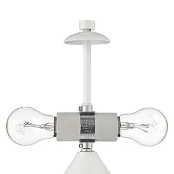 360 Lighting Felix Modern Cottage Accent Table Lamps 19" Tall Set of 2 White Tapered Geometric Metal Mushroom Dome Shade for Bedroom Living Room House Home Bedside Nightstand Office Family