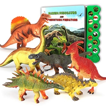 OleFun Dinosaur Toys Set & Sound Book for Kids