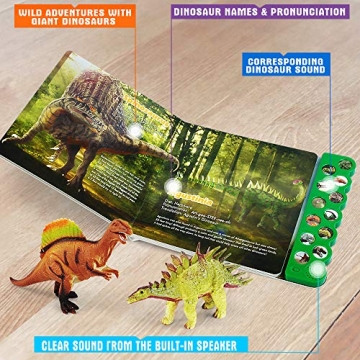 OleFun Dinosaur Toys Set & Sound Book for Kids
