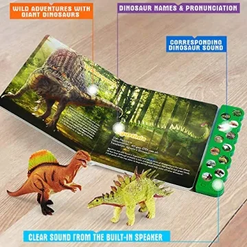 OleFun Dinosaur Toys Set & Sound Book for Kids