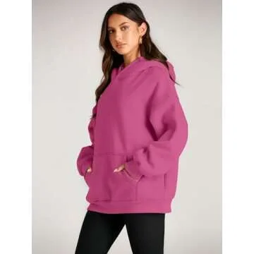 EFAN Womens Hoodies Oversized Sweatshirts Pullover Fleece Sweaters Long Sleeve Winter Fall Outfits Fashion Y2k Clothes HotPink L