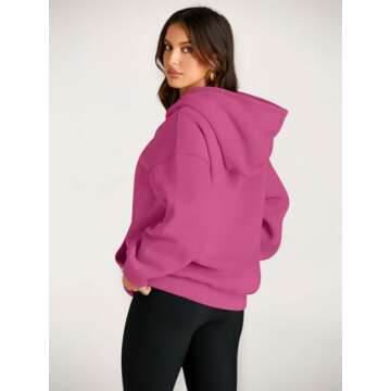 EFAN Womens Hoodies Oversized Sweatshirts Pullover Fleece Sweaters Long Sleeve Winter Fall Outfits Fashion Y2k Clothes HotPink L