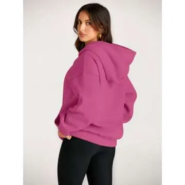 EFAN Womens Hoodies Oversized Sweatshirts Pullover Fleece Sweaters Long Sleeve Winter Fall Outfits Fashion Y2k Clothes HotPink L