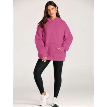 EFAN Womens Hoodies Oversized Sweatshirts Pullover Fleece Sweaters Long Sleeve Winter Fall Outfits Fashion Y2k Clothes HotPink L