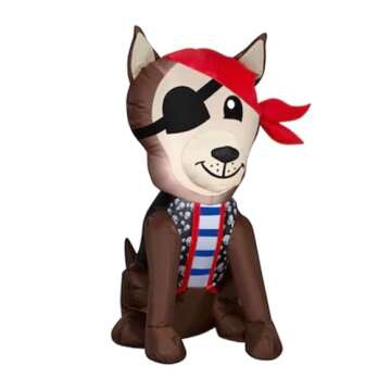 Ruff The Pirate Dog w/Bandana and Eye Patch Halloween Inflatable by Gemmy