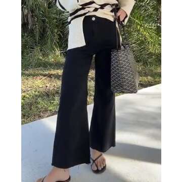 Supgoreou Wide Leg Jeans for Women High Waisted Stretch Casual Work Baggy Denim Pants Trousers 2024 ...