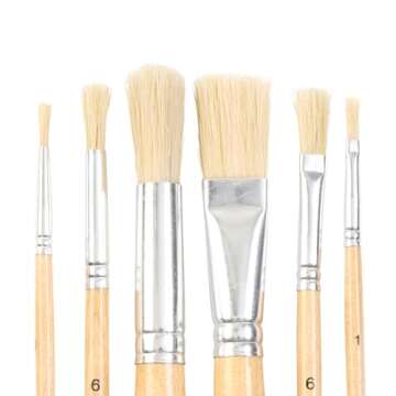 Colorations Easel Paint Brushes, Assorted Sizes, Value Pack, Set of 12 Paint Brushes, Wooden Handles, Natural Bristles, Round & Flat Shaped Tips, Kids Paint Brushes, Paint Brushes for Children