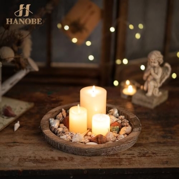 Hanobe Candle Plate Holder Tray for Rustic Table Centerpiece