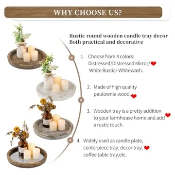 Hanobe Candle Plate Holder Tray for Rustic Table Centerpiece