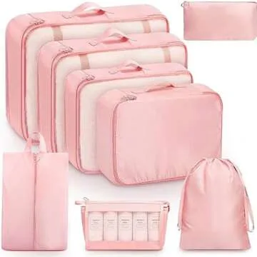 8 Set Packing Cubes for Travel, Luggage Organizer Bags for TravelEssentials, Travel Cubes for Carry ...