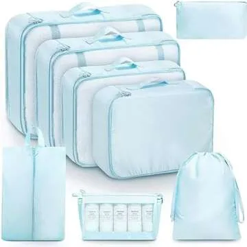 8 Set Packing Cubes – Travel Organizer for Effortless Packing