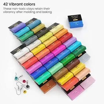 Arteza Polymer Clay Kit, Modeling Clay Oven Bake for Adults and Teens with 5 Sculpting Tools, 42 Col...