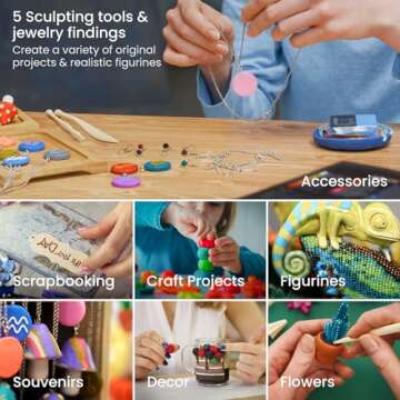 Arteza Polymer Clay Kit, Modeling Clay Oven Bake for Adults and Teens with 5 Sculpting Tools, 42 Colors, Made for Clay Earrings, Jewelry Making and Crafts