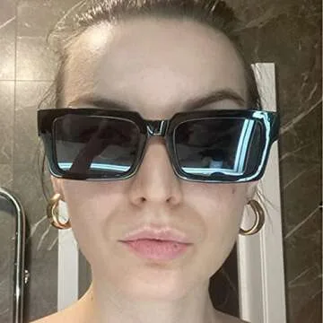 TIANYESY Sunglasses For Women Minimalist Classic Design Fashion UV400 Square Sun Glasses Unisex TY2984 (Black+Brown)